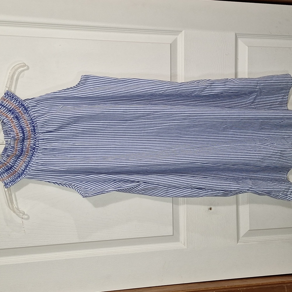 Given Kale lightweight cotton mini dress - S - denim blue and white stripe